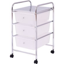 Load image into Gallery viewer, 3 Drawers White Metal Rolling Storage Cart
