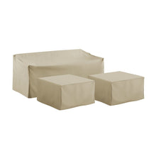 Load image into Gallery viewer, 3Pc Sectional Cover Set Tan - Sofa &amp; 2 Square Table/Ottoman
