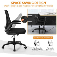 Load image into Gallery viewer, Swivel Mesh Office Chair with Foldable Backrest and Flip-Up Arms-Black
