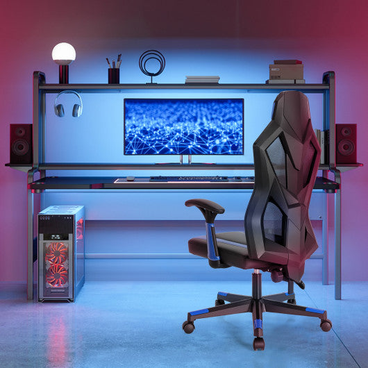 Gaming Chair with Adjustable Mesh Back-Blue