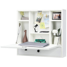Load image into Gallery viewer, Wall-Mount Floating Desk Foldable Space Saving Laptop Workstation White
