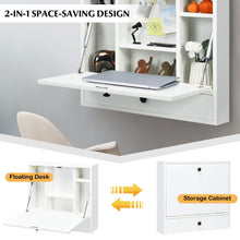 Load image into Gallery viewer, Wall-Mount Floating Desk Foldable Space Saving Laptop Workstation White
