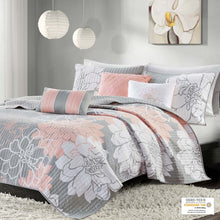 Load image into Gallery viewer, Lola 6 Piece Reversible Cotton Printed Coverlet Set - Full/ Queen MP13-6834
