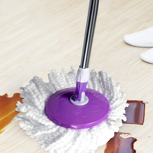 Microfiber Spining Magic Spin Mop W/Bucket 2 Heads Rotating 360° easy floor mop-purple