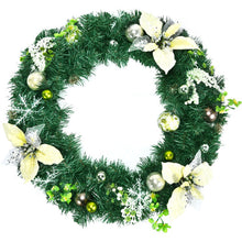 Load image into Gallery viewer, 24-Inch Pre-lit Artificial Christmas Wreath with Mixed Decorations
