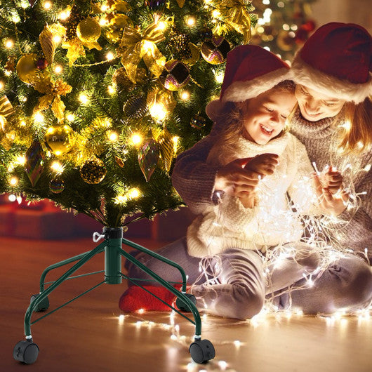 Metal Christmas Tree Stand with Rolling Wheels For Tree Up to 7/9 Ft Tall-7'