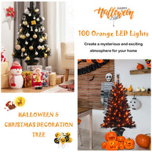 Load image into Gallery viewer, 4 Feet Pre-lit Potted Christmas Halloween Tree with LED Lights
