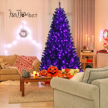 Load image into Gallery viewer, Black Artificial Christmas Halloween Tree with Purple LED Lights-7&#39;
