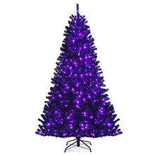 Load image into Gallery viewer, Black Artificial Christmas Halloween Tree with Purple LED Lights-7&#39;
