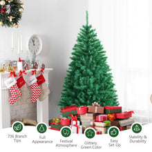 Load image into Gallery viewer, 6 Feet Green Iridescent Tinsel Artificial Christmas Tree with 736 Branch Tips

