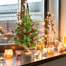 Load image into Gallery viewer, 20 Inch Tabletop PE Christmas Tree Holiday Decor with Pine Cones and Red Berries
