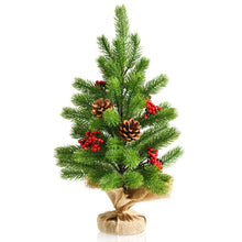 Load image into Gallery viewer, 20 Inch Tabletop PE Christmas Tree Holiday Decor with Pine Cones and Red Berries
