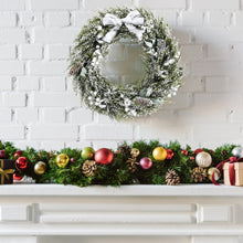 Load image into Gallery viewer, 24 Inch Snowy Artificial Christmas PE Wreath with Pine Cones
