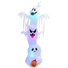 Load image into Gallery viewer, 10 Feet Giant Inflatable Halloween Overlap Ghost Decoration with Colorful RGB Lights
