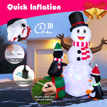 Load image into Gallery viewer, 6 Feet Lighted Inflatable Snowman Christmas Decoration with Penguin

