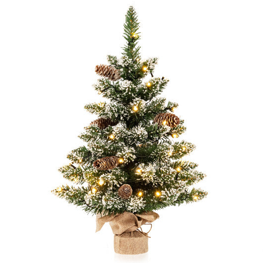 25 Inch Artificial Snowy Christmas Tree with 50 LED Lights