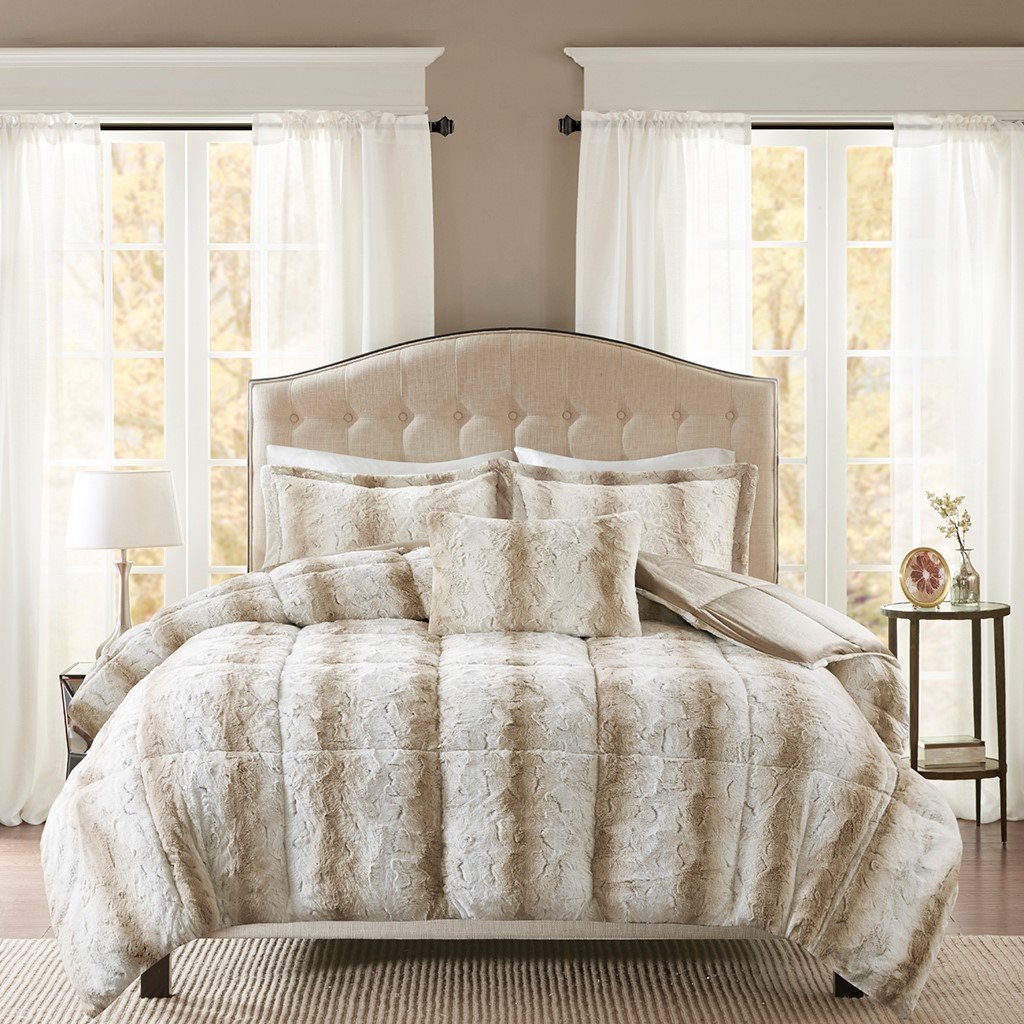 Faux Fur Comforter Set - Madison Park Zuri 4Pc  - King MP10-4861 By Olliix