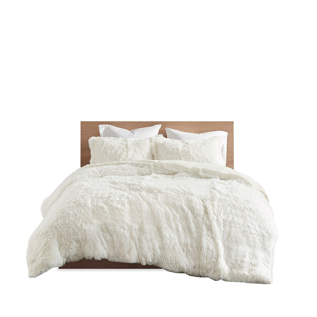 Malea Shaggy Fur Duvet Cover Set King ID12-1925 By Olliix