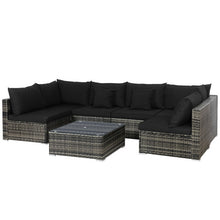 Load image into Gallery viewer, 7 Pieces Patio Rattan Furniture Set Sectional Sofa Garden Cushion-Black
