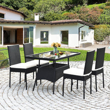 Load image into Gallery viewer, 5 Pieces Outdoor Patio Rattan Dining Set with Glass Top with Cushions

