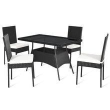 Load image into Gallery viewer, 5 Pieces Outdoor Patio Rattan Dining Set with Glass Top with Cushions
