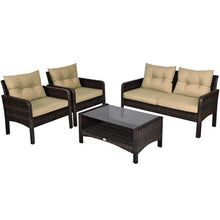 Load image into Gallery viewer, 4 Pieces Patio Rattan Free Combination Sofa Set with Cushion and Coffee Table
