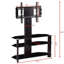 Load image into Gallery viewer, TV Stand Rack for 60&quot; Screen with 3-tier Wide Glass Storage Shelf
