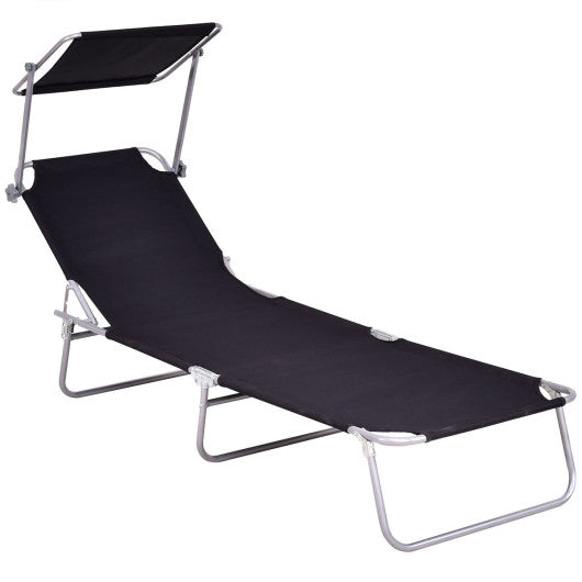 Foldable Relaxing Lounge Beach Chair-Black