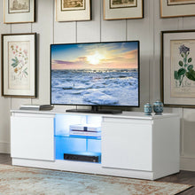 Load image into Gallery viewer, 50&quot; TV Stand Cabinet with LED Shelves Modern-White
