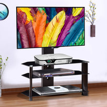 Load image into Gallery viewer, TV Stand Rack for 60&quot; Screen with 3-tier Wide Glass Storage Shelf
