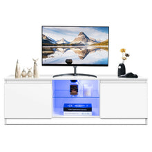 Load image into Gallery viewer, 50&quot; TV Stand Cabinet with LED Shelves Modern-White
