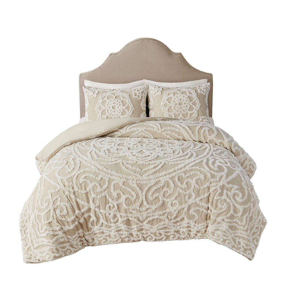 Laetitia Tufted Cotton Chenille Medallion Duvet Cover Set Full/QueenMP12-7116 By Olliix