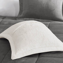 Load image into Gallery viewer, Woolrich Alton 100% Polyester Solid Low Pile Velour To Berber Comforter Set - Full/Queen - Charcoal/Ivory WR10-2887 By Olliix
