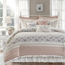 Load image into Gallery viewer, Madison Park Dawn 100% Cotton T180 9 Pcs Printing Pieced Comforter Set - Cal King - Blush MP10-6868 By Olliix
