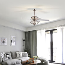 Load image into Gallery viewer, 52 Inches Ceiling Fan with Wooden Blades and Remote Control-Silver
