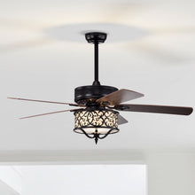 Load image into Gallery viewer, 52 Inches Light Retro Ceiling Fan with Reversible Blades and Remote-Black
