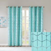 Load image into Gallery viewer, Total Blackout Metallic Print Grommet Top Curtain Panel -50X84" Id40-1407
