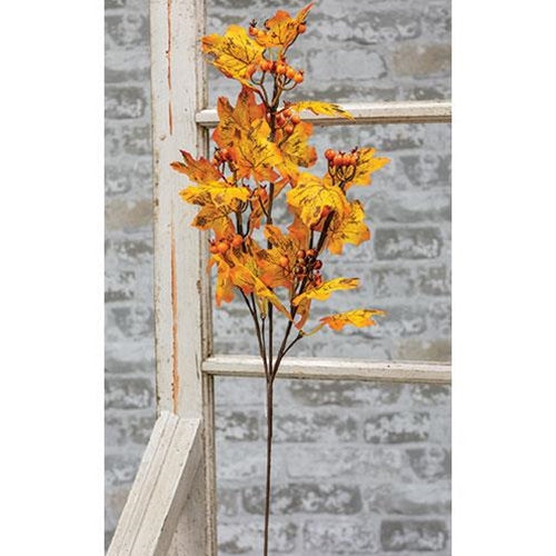 Golden Maple Leaf & Berry Spray (Pack of 4)