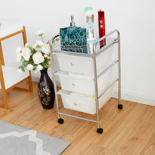 Load image into Gallery viewer, 3 Drawers White Metal Rolling Storage Cart
