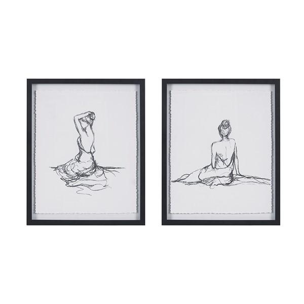 Madison Park Feminine Figures Deckle Edge Sketch 2 Piece Framed Wall Art Set MP95G-0253 By Olliix