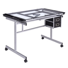 Load image into Gallery viewer, Adjustable Rolling Drawing Desk Drafting with Table Tempered Glass Top
