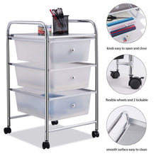 Load image into Gallery viewer, 3 Drawers White Metal Rolling Storage Cart
