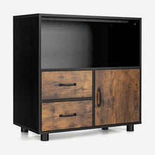 Load image into Gallery viewer, Kitchen Storage Buffet Sideboard with Wine Rack and Glass Holder-Black
