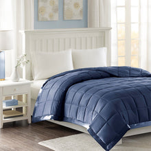 Load image into Gallery viewer, Madison Park Windom 100% Polyester 3M Scotchgard Microfiber Down Alternative Blanket - Full/Queen - Navy MP51-6699 By Olliix
