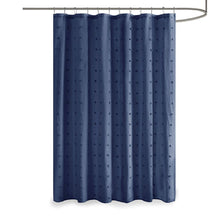 Load image into Gallery viewer, Urban Habitat Brooklyn 100% Cotton Jacquard Pom Pom Shower Curtain- Indigo Blue UH70-2312 By Olliix
