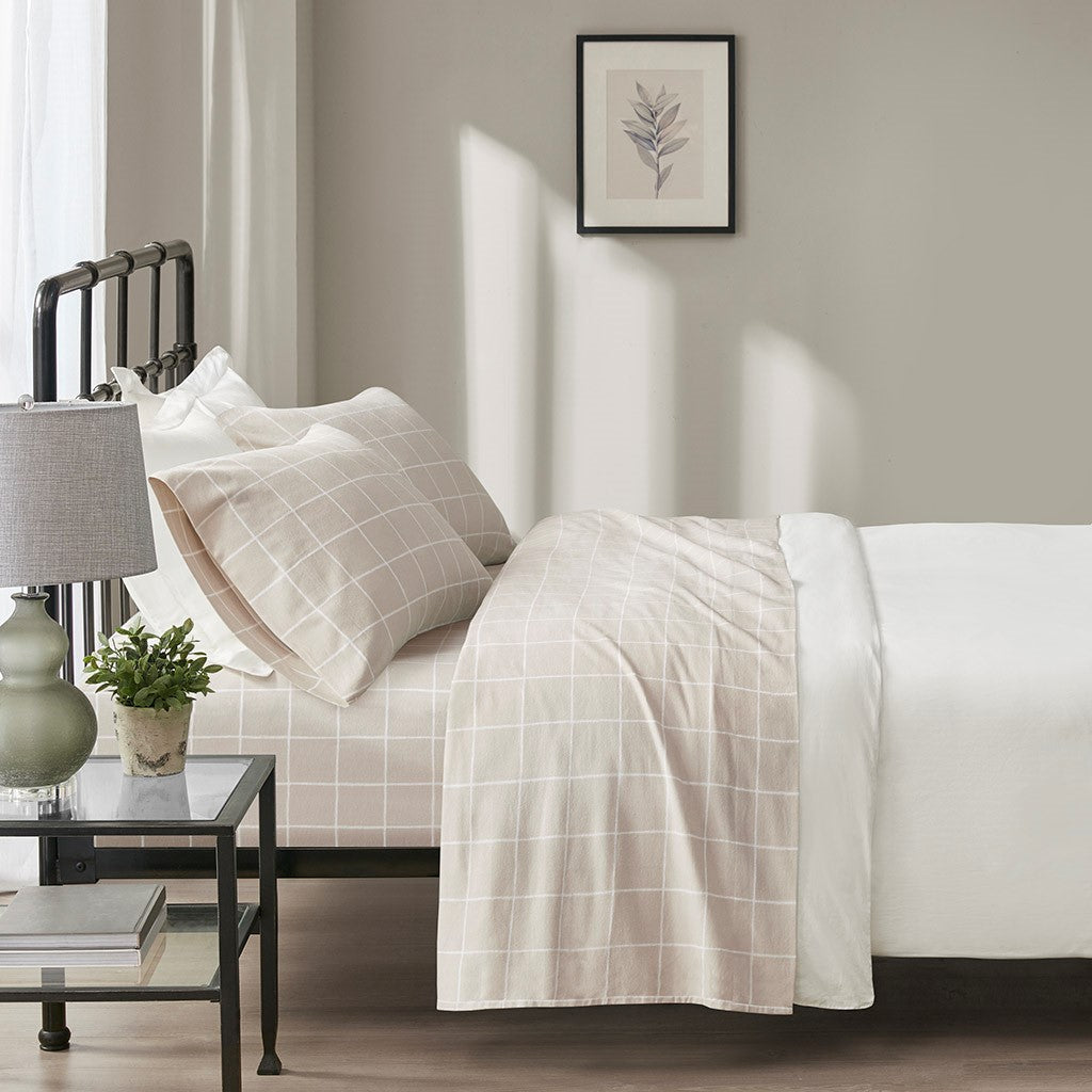 Oversized Flannel Cotton 4 Piece Sheet Set QueenBR20-1857 By Olliix