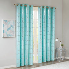 Load image into Gallery viewer, Total Blackout Metallic Print Grommet Top Curtain Panel -50X84" Id40-1407
