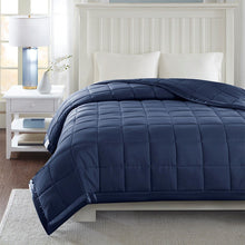 Load image into Gallery viewer, Madison Park Windom 100% Polyester 3M Scotchgard Microfiber Down Alternative Blanket - Twin - Navy MP51-6698 By Olliix
