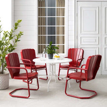 Load image into Gallery viewer, Ridgeland 5Pc Outdoor Metal Dining Set Bright Red Gloss/White Satin - Dining Table &amp; 4 Chairs
