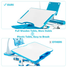 Load image into Gallery viewer, Height Adjustable Kids Study Table and Chair Set with Bookstand-Blue

